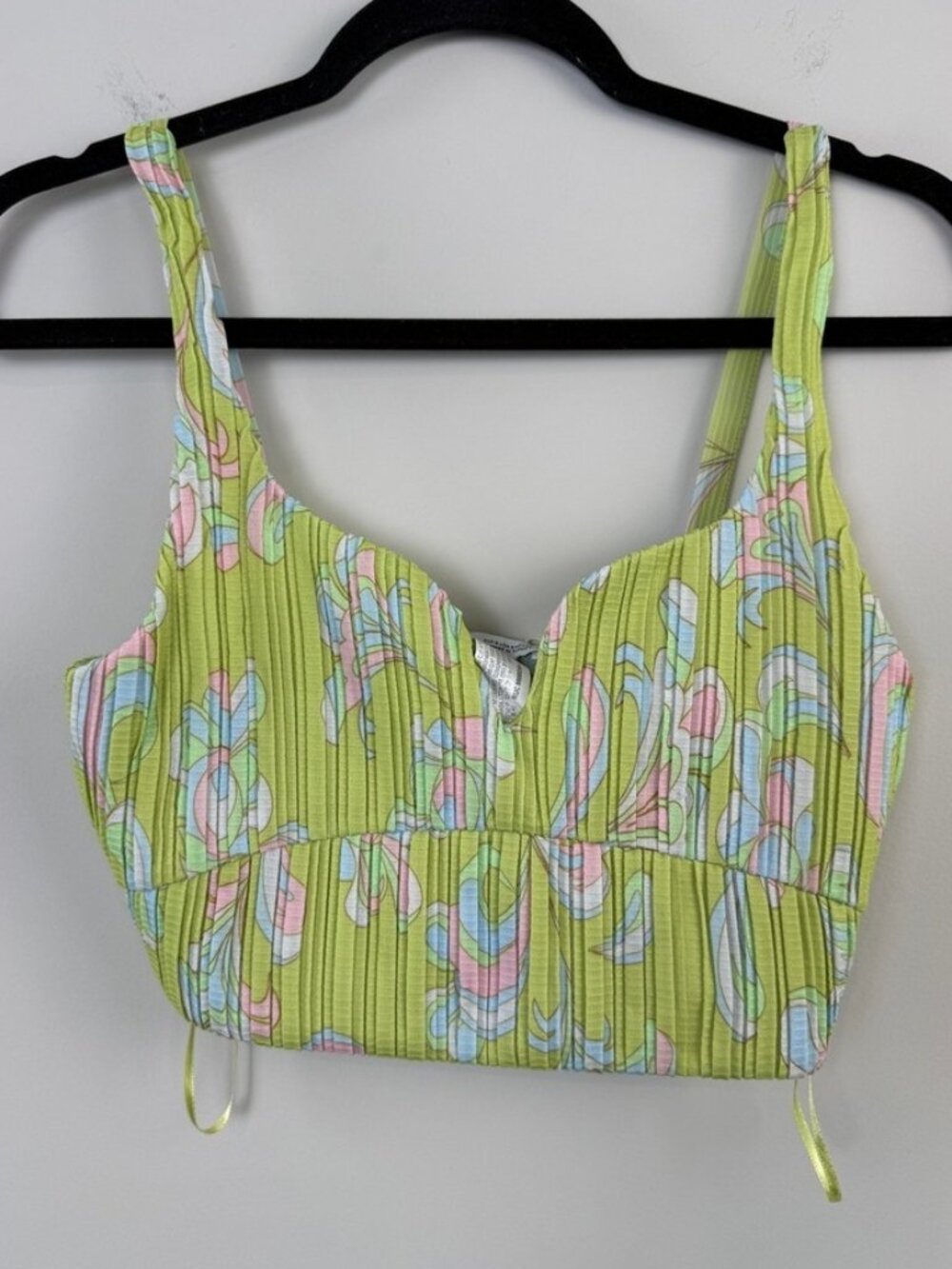 Crop Top‎ Women Small Green Floral